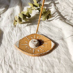 Handgemacht Keramik Eye Weihrauchhalter |  Räucherstäbchenhalter | Palo Santo | Kristallschale | Keramik Geschenke | Auge Räucherstäbchen