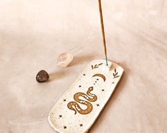 Celestial incense holder | Handmade ceramic incense holder | Long incense holder | Palo Santo | Pottery Gifts | snake incense holder