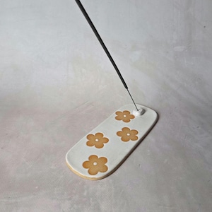 Ceramic flower incense holder| Ceramic Flower | Long incense holder | Palo Santo | Crystal dish | Pottery Gifts | flower incense holder