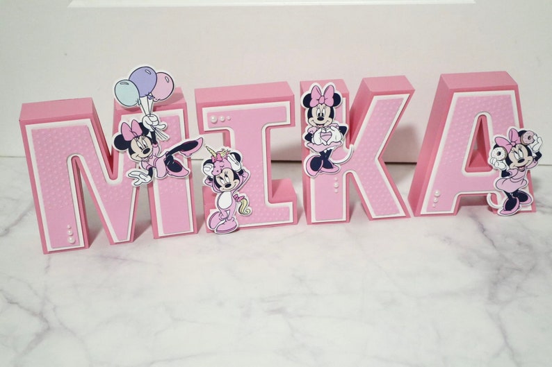 Personalized Minnie Mouse 3D Letters Name Standing Table Decoration Customizable