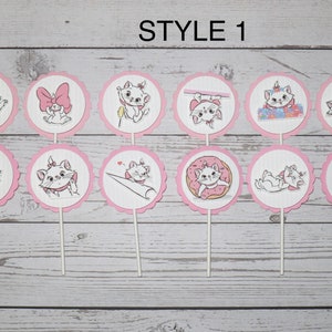 Marie the Aristocats Inspired Cupcake Toppers