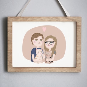 Funny custom portrait, family illustration, custom family portrait, valentine&#39;s day gift, personalized portrait, personalized gift