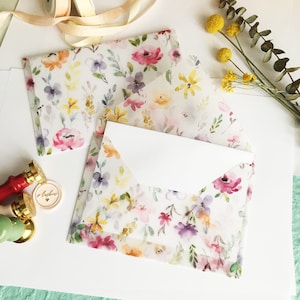 handmade envelope/semisheer envelope/wedding invitation envelope/valentine envelope/orginal envelope/flowers/floralpattern/sheer envelope