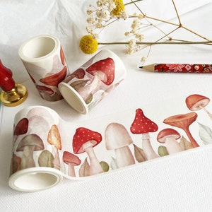 Fita washi cogumelos/fita adesiva de conto de fadas/fita de papel infantil/fita de papel/mashrooms aquarela/animais da floresta/fita decorativa
