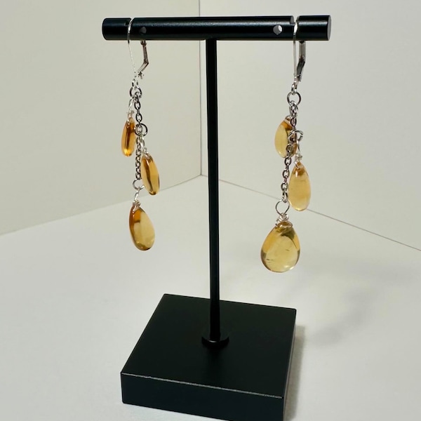 Citrine Honey Drop Dangle Earrings