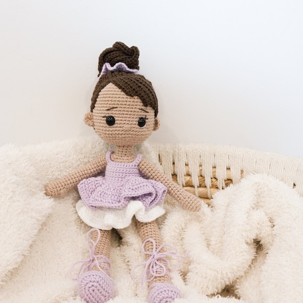 Ballerina Crocheted Doll Handmade, Lavender