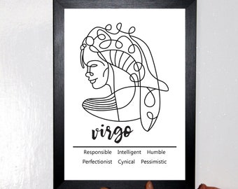 Virgo Zodiac Star Sign Traits A4 Print: Choice of Frames