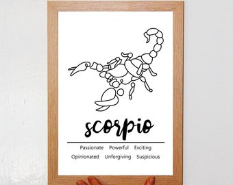Scorpio Zodiac Print: Star Sign Traits, A4 Poster