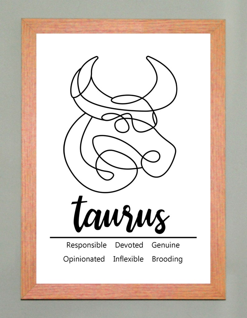 Taurus Brooding Taurus Zodiac Star Sign Traits Poster: A4 Print, Choice of Frames - Etsy