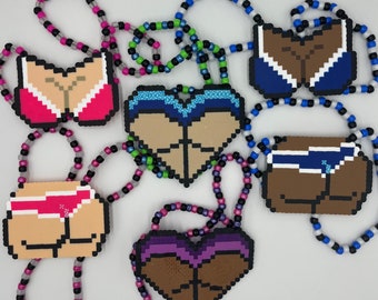 Rave Booty / Rave Boobies Perler Necklace