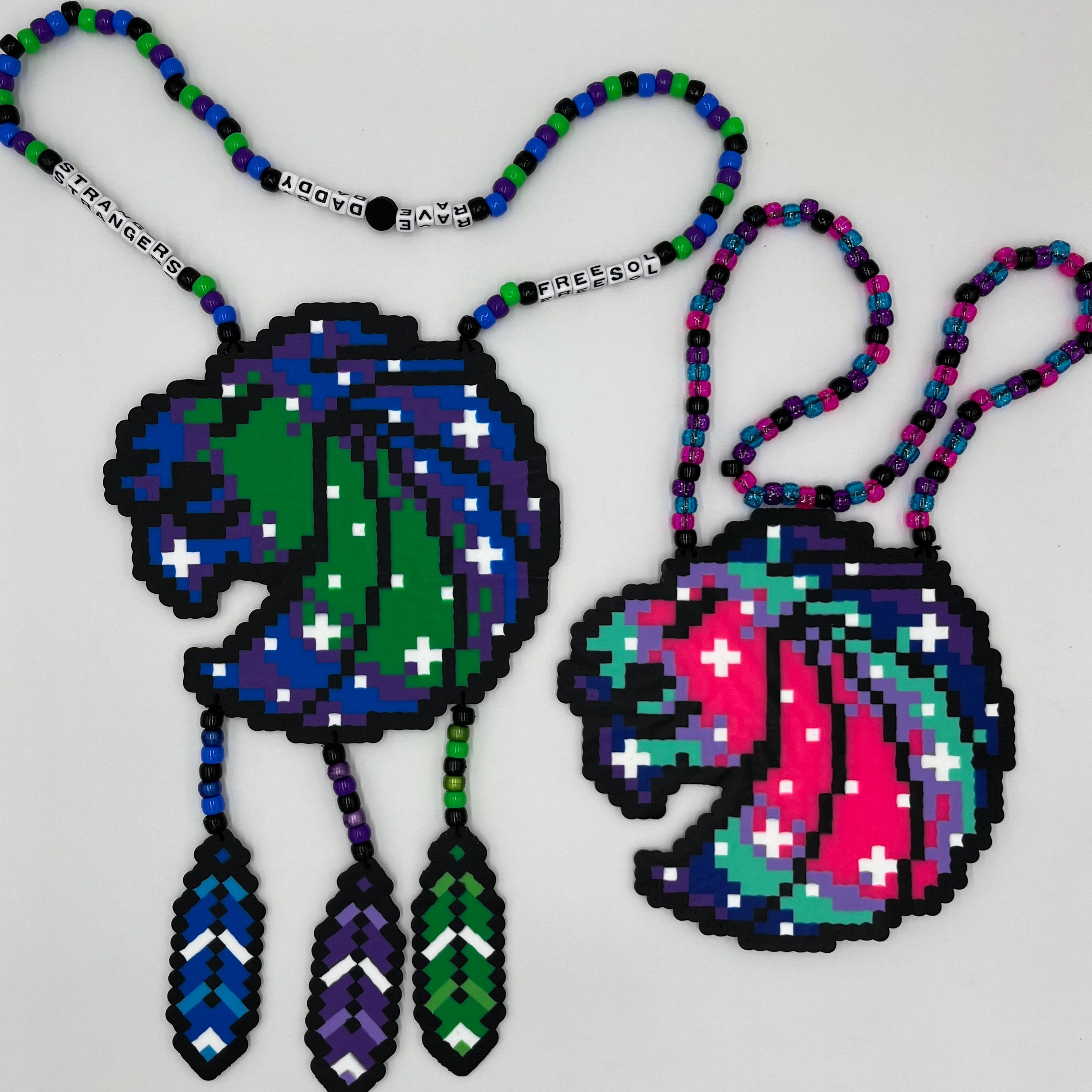 Seven Lions Perler Necklace With Feathers Etsy