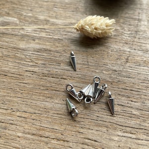 Antique Silver Colour small spike  Charms Pendant 11x4mm