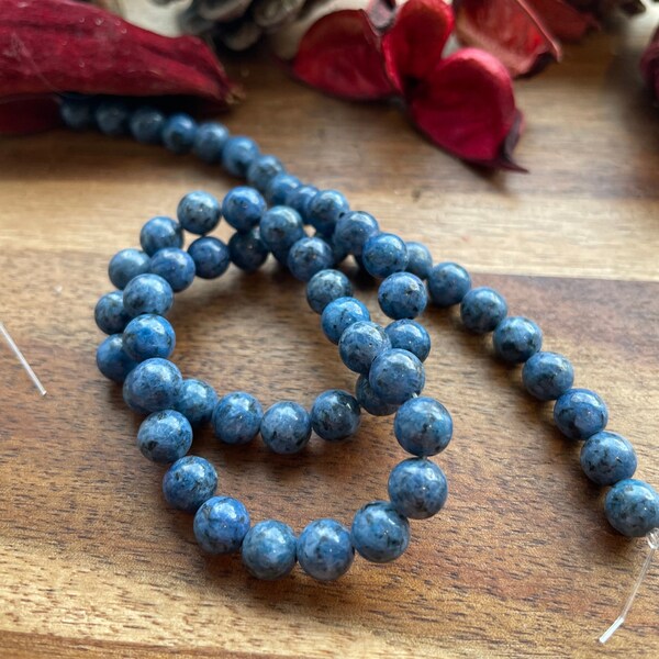 Natural spot jasper  dark blue 6mm