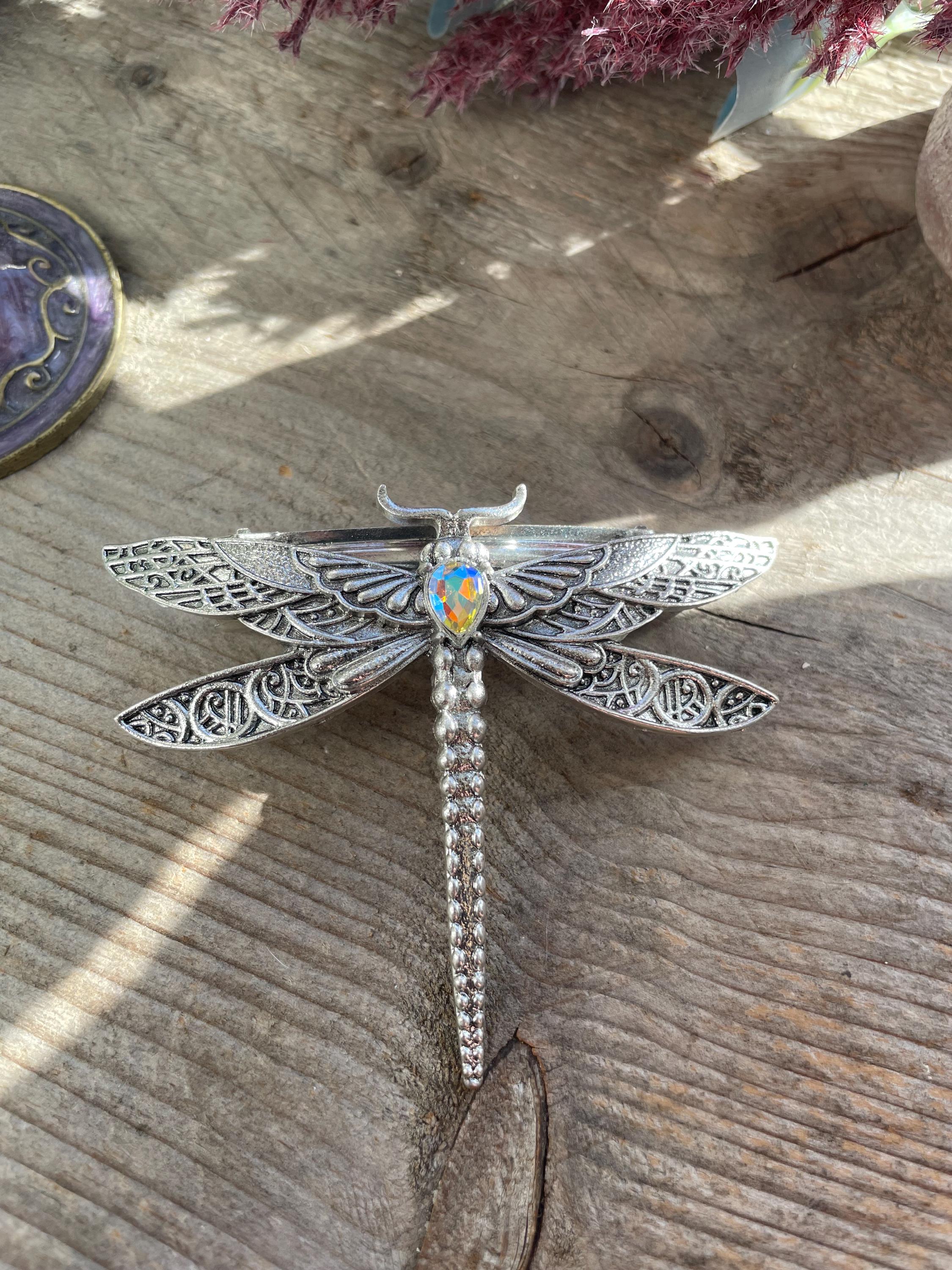 Silver Dragonfly Hair Barrette, AB Crystal Sparkle - Etsy