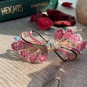 Pink Elegant Vintage Rhinestone Hair Clip - Colorful Metal Barrette f