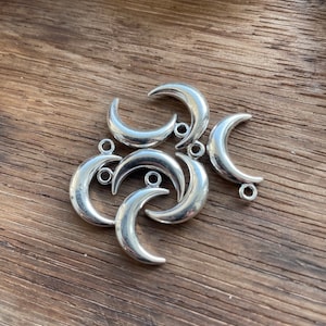 Antique silver Moon Charms  18 x 10mm