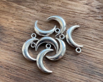 Antique silver Moon Charms  18 x 10mm