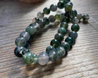 Moss agate 8mm beads