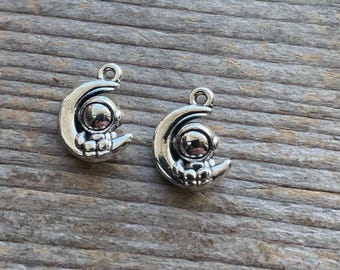 Cosmic explorer charm, Astronaut,Moon charm.