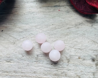 Natural Rose Quartz Beads Strands, Round, Frosted. 8mm