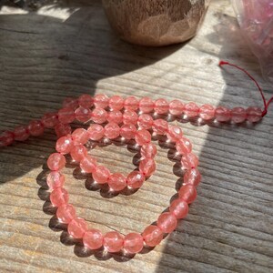 Cherry quartz faceted 6mm beads image 2
