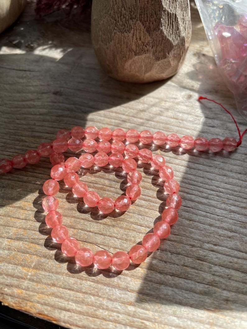 Cherry quartz faceted 6mm beads image 2