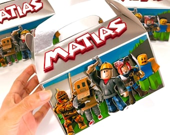Roblox favor box, Roblox Birthday, Roblox birthday party, Roblox gable box