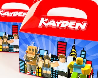 Gable box roblox, roblox birthday party, roblox favor boxes, roblox gable boxes, Roblox lunch box
