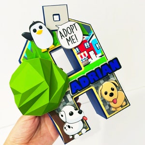 Carta 3D, Adote-me Agitador de cartas 3D, Adote-me aniversário, Adote-me festa de aniversário