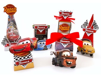 Box  Lightning McQueen, McQueenSet birthday party, Custom Lightning McQueen Favor Box cone,Lightning McQueen Party