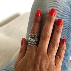 Boho Ethnic Ring - Adjustable Boho Ring - Boho Ring - Adjustable Wide Ring - Tribal Ring - Ethnic Ring - Hippie Jewelry - Boho Ring