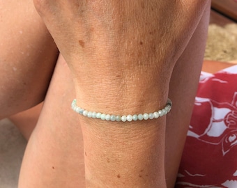Bracelet en Jade de Birmanie facettée Bracelet de perles fines Bijoux en Jade vert clair fait main sur mesure