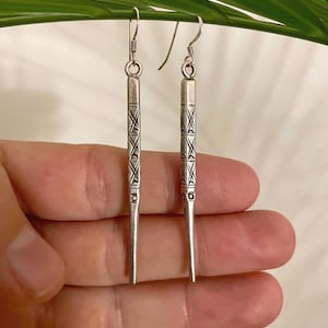 Bohemian style dangle earrings in sterling silver, handcrafted ethnic jewelry