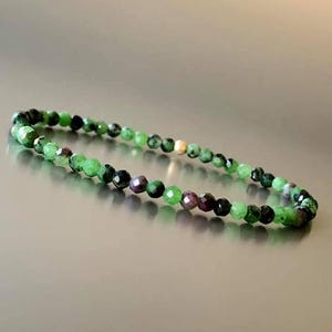 Ruby on Zoisite bracelet with faceted beads, natural stone, minimalist boho style, trendy handmade bracelet, crystal healing jewelry