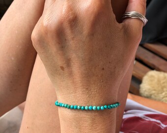 Bracelet en Turquoise facettée Bracelet fin minimaliste Bijoux en Turquoise fait main sur mesure