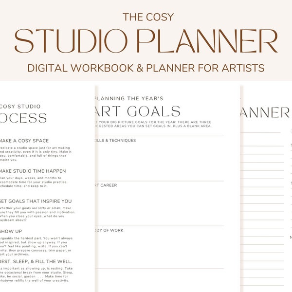 Studio Planner: Printable PDF Art Planner Schedule + Workbook, Digital Download Artist Resource, Goal Setting, Studio Journal, Instant