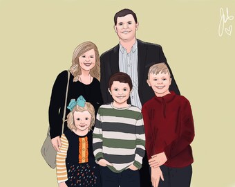 Family Portraits, wall art, gift for family, gift for friends, gift for mom, gift for dad