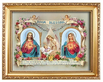 The Sacred Heart of Jesus and Mary Room Blessing Catholic Christian Religious Framed Print / Picture Other Ones Are Listed.