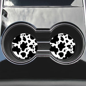 Black Moos Car Coasters | Set of Two, Cup Holder Coasters, Car Gift, Birthday Gift For Women, Car Accessories, Sweet 16 Gift, Western
