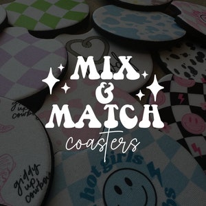 Mix & Match Car Coasters | Set of 2, Cup Holder Coasters, Car Gift, Birthday Gift For Women, Car Accessories, Sweet 16 Gift, Retro Coasters
