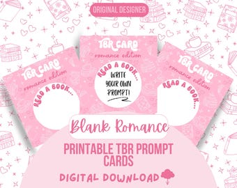 Blank Romance TBR Prompt Cards: Write Your Own Prompts (Digital Download)