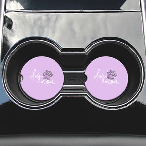 Dog Mom Car Coasters | Set of Two, Cup Holder Coasters, Car Gift, Birthday Gift For Women, Car Accessories, Dog Lover Gift, Dog Mom Gift