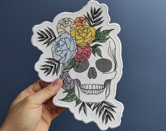Boho Skull Large Back Patch for Custom Biker Vest,