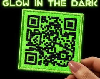 Glow in the Dark QR Code Patch, Custom Embroidered Iron-On