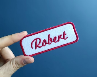 Custom Name Vintage Patch Embroidered Iron On Name Tag, uniform name patch, Vintage Style Name Tag