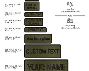 Custom Name Olive Green Embroidered Name Patch Badge, Your Inscription Iron On Patch, Hoop Loop Patch