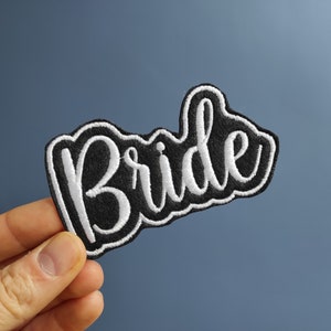 Geborduurde bruidspatch, patch voor spijkerjasje bruid, trouwpatches
