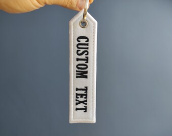 Custom Text Embroidered Keychain, Personalized Keychain, Sports Team Keychain, Name Keychain