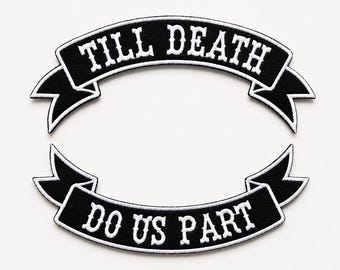 Till Death embroidered patches, Patch for bridal denim jacket, Couple patches, Love patch, Iron-on