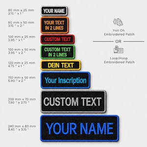 Custom Color Patch Embroidered Name Badge, Your Inscription Iron On Patch, Hoop Loop Patch